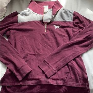 quarter zip pink sweatshirt